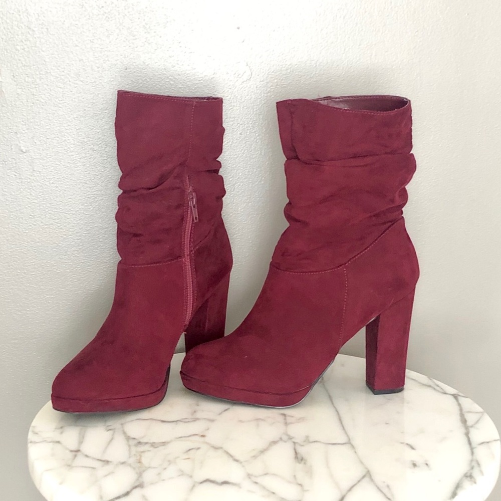 Red Suede Boots - NEVER WORN